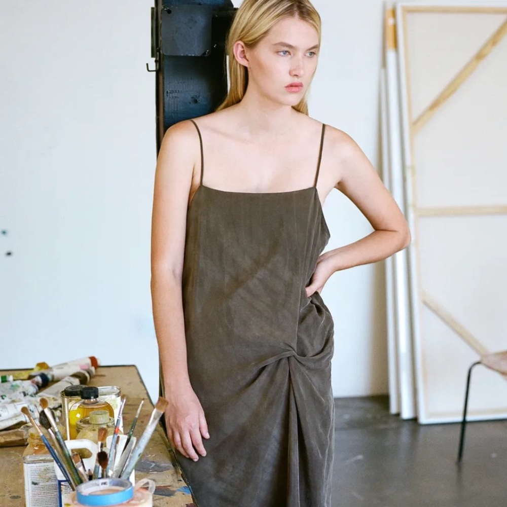 Objects Without Meaning Olive Twisted Lounge Dress - image 4